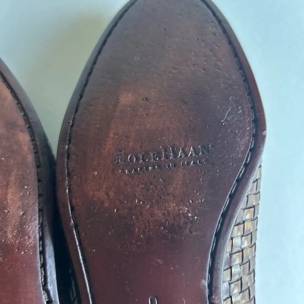 Cole Haan Brown Genuine Leather Weaving Loafers size 9 - Picture 16 of 16